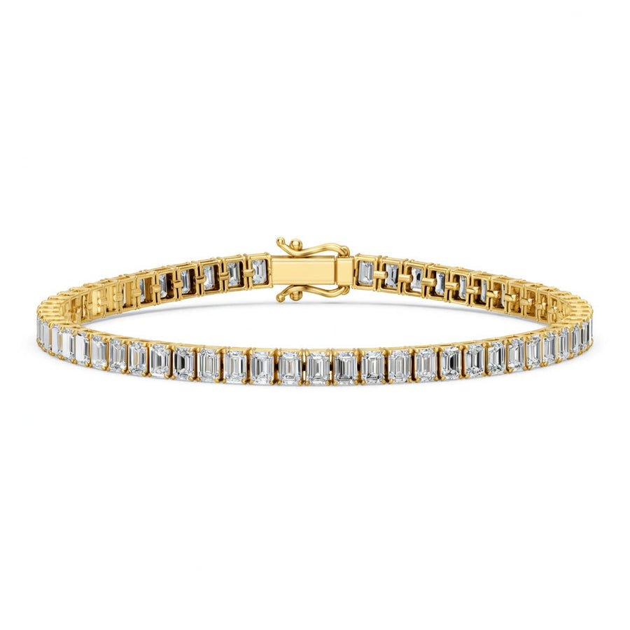 10.5 Carat Emerald Cut Diamond Tennis Bracelet VS1 D F White Gold 14k
