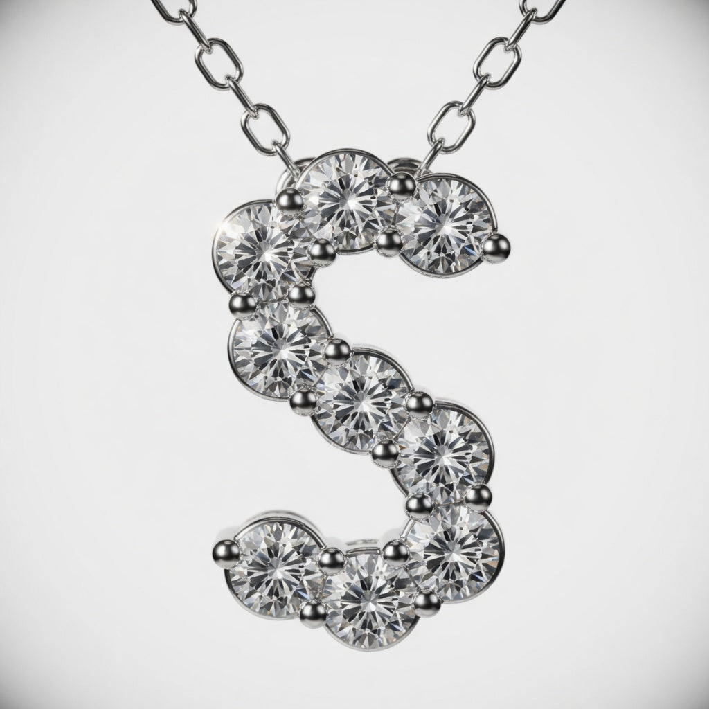 1.00 CTW Round Lab-Grown Diamond Initial S Personalized Pendant (D–F / VS1–VS2)