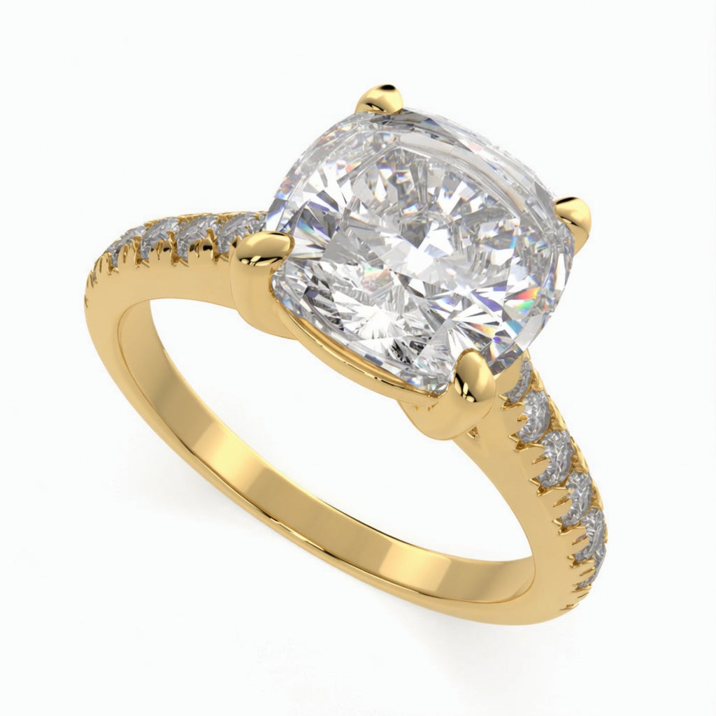 Ginevra 3.2 Carat Cushion Cut Tapered Engagement Ring