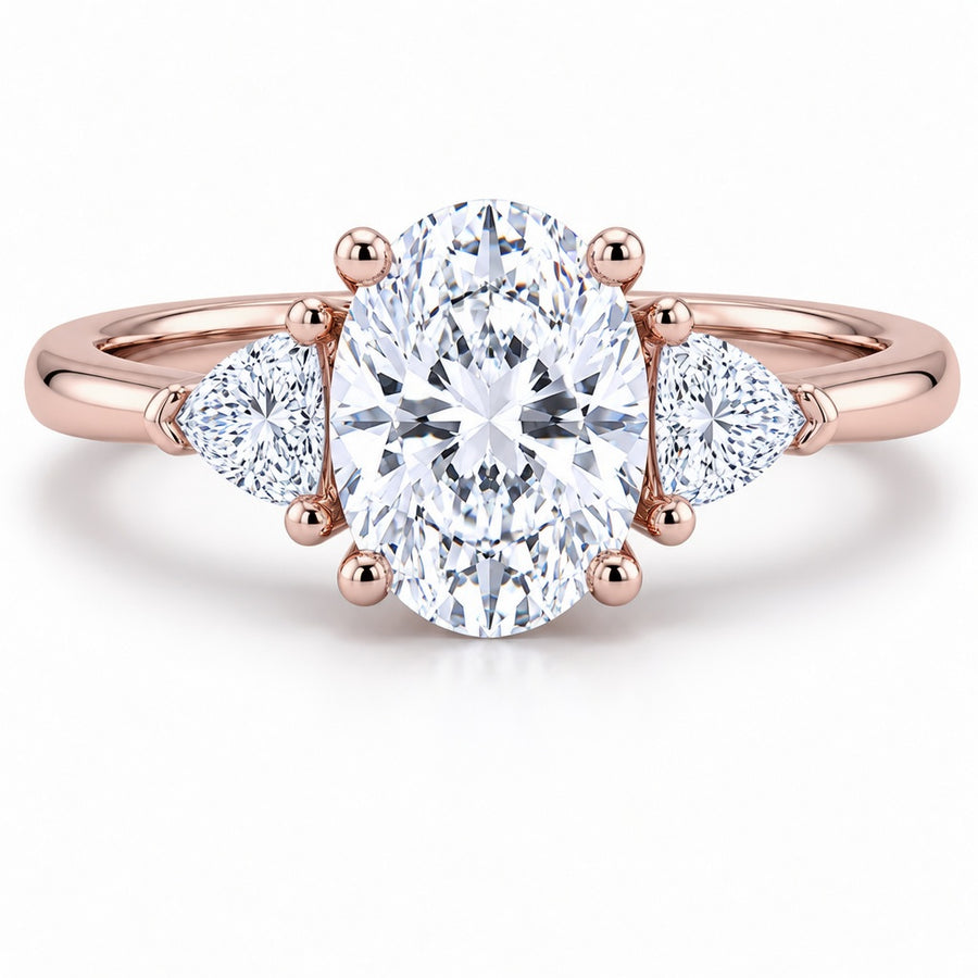 1.50 CT Oval Lab-Grown Diamond Three-Stone Engagement Ring in 14K White Gold – Trilogy Statement Design