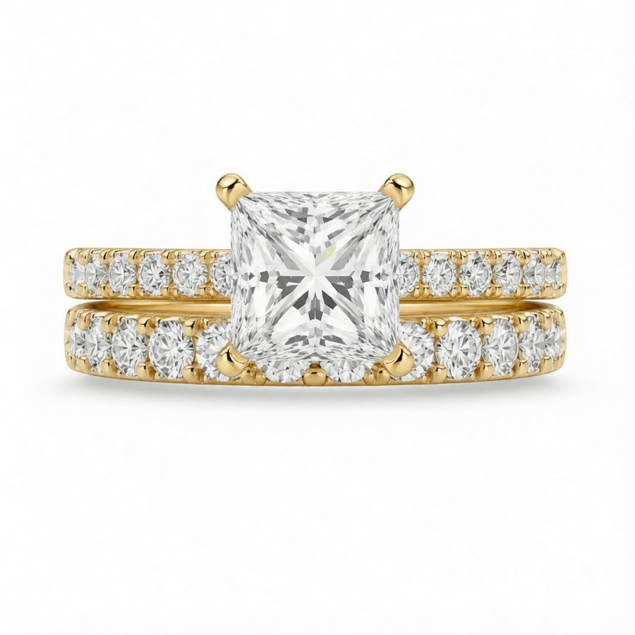 3.00 CT Princess Cut Lab-Grown Diamond 2PCS Bridal Set in 14K White Gold – Classic Anniversary Wedding Ring Design
