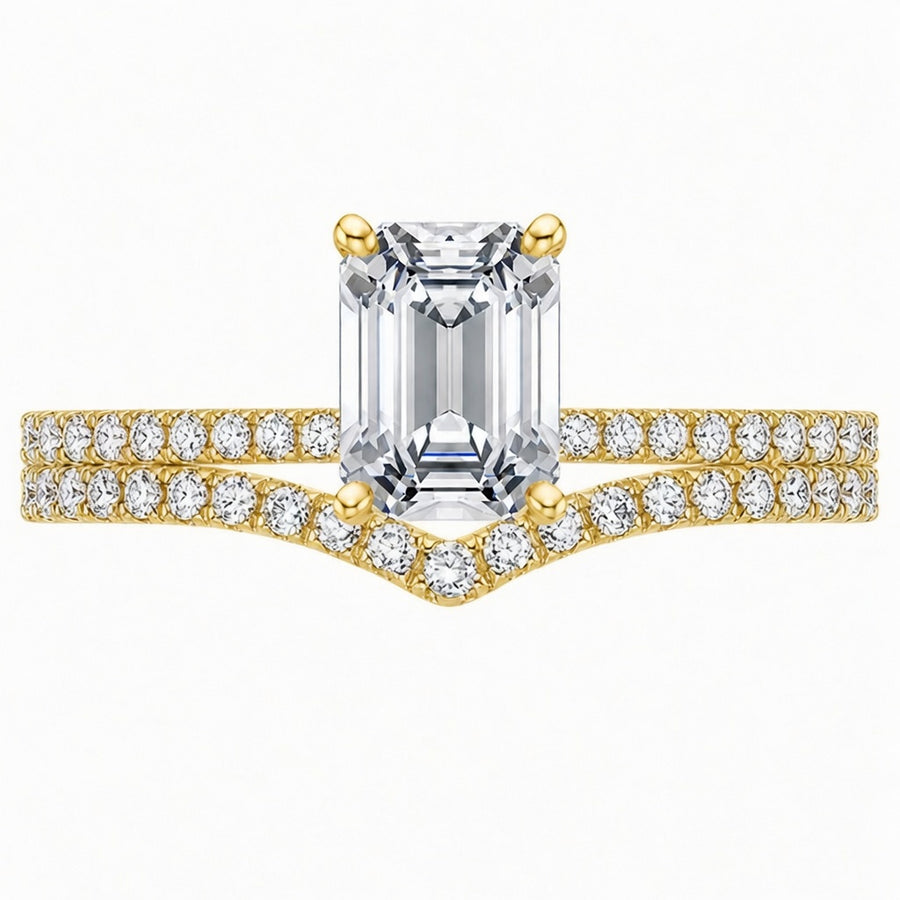 1.90 CT Ballad Lab-Grown Diamond 2PCS Bridal Set in 14K White Gold – Flair Scalloped Pavé Wedding Ring Design