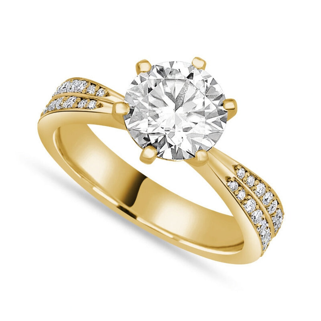 Natalia 2.92 ct Lab Grown Round Cut Double Row Pave Diamond Engagement Ring