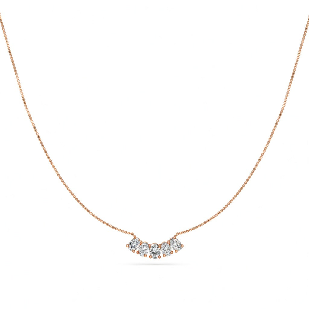0.9 Ct Oval Cut Diamond Chain Necklace VS1 D-F White Gold 14k
