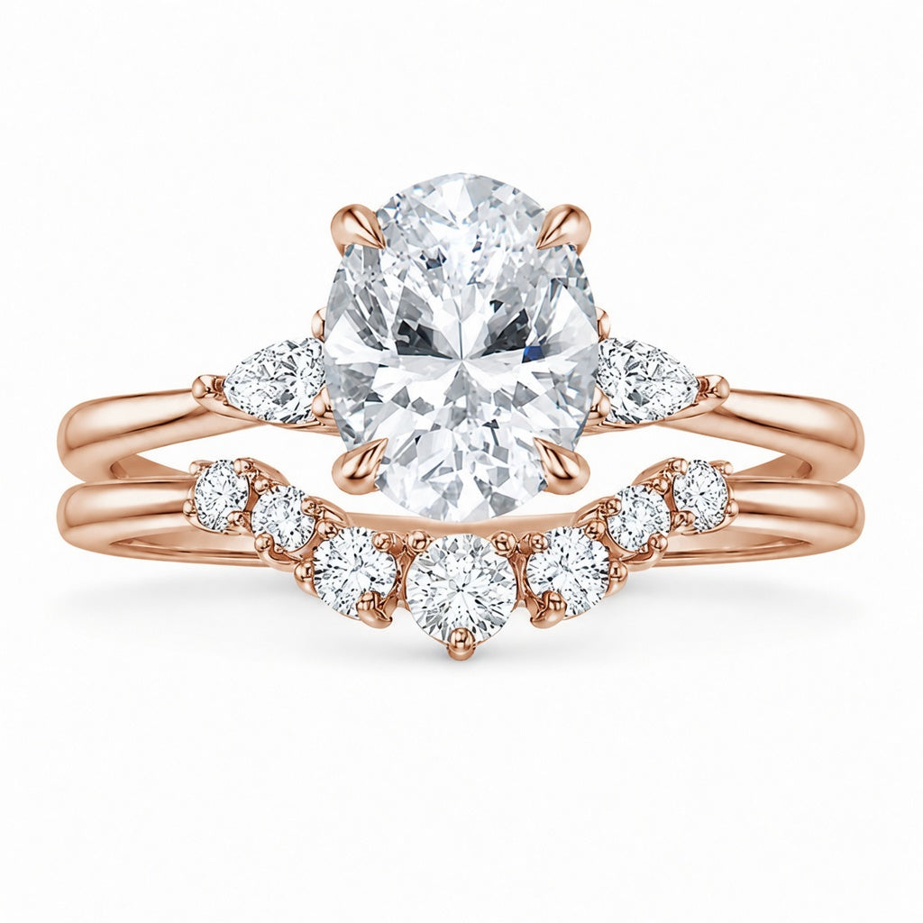 2.00 CT Aria Contoured Lab-Grown Diamond 2PCS Bridal Set in 14K White Gold – Three-Stone Matching Wedding Ring Design
