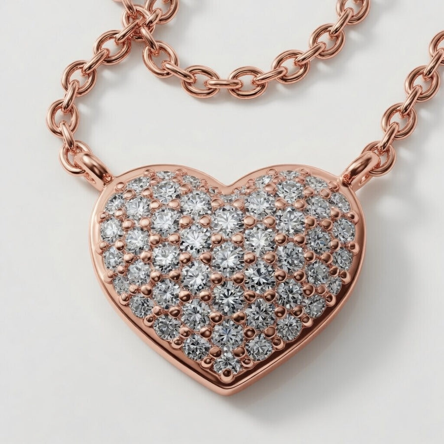 14K White Gold Pavé Heart Lab-Grown Diamond Pendant (1.05 CTW – D–F / VS1–VS2)