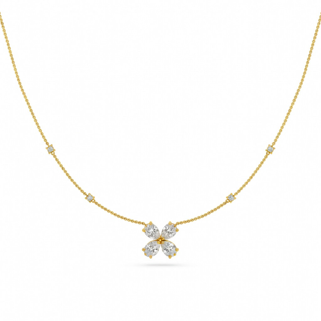 1.3 Ct Pear Round Cut Diamond Pendant Necklace VS1 D-F White Gold 14k