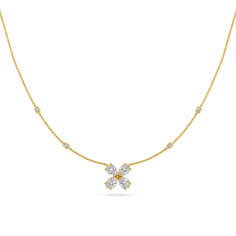1.3 Ct Pear Round Cut Diamond Pendant Necklace VS1 D-F White Gold 14k