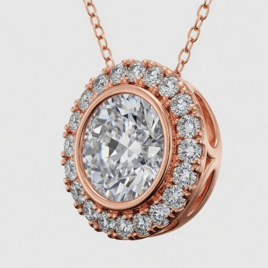 14K White Gold Bezel-Set Halo Lab-Grown Diamond Pendant (2.00 CTW – D–F / VS1–VS2)
