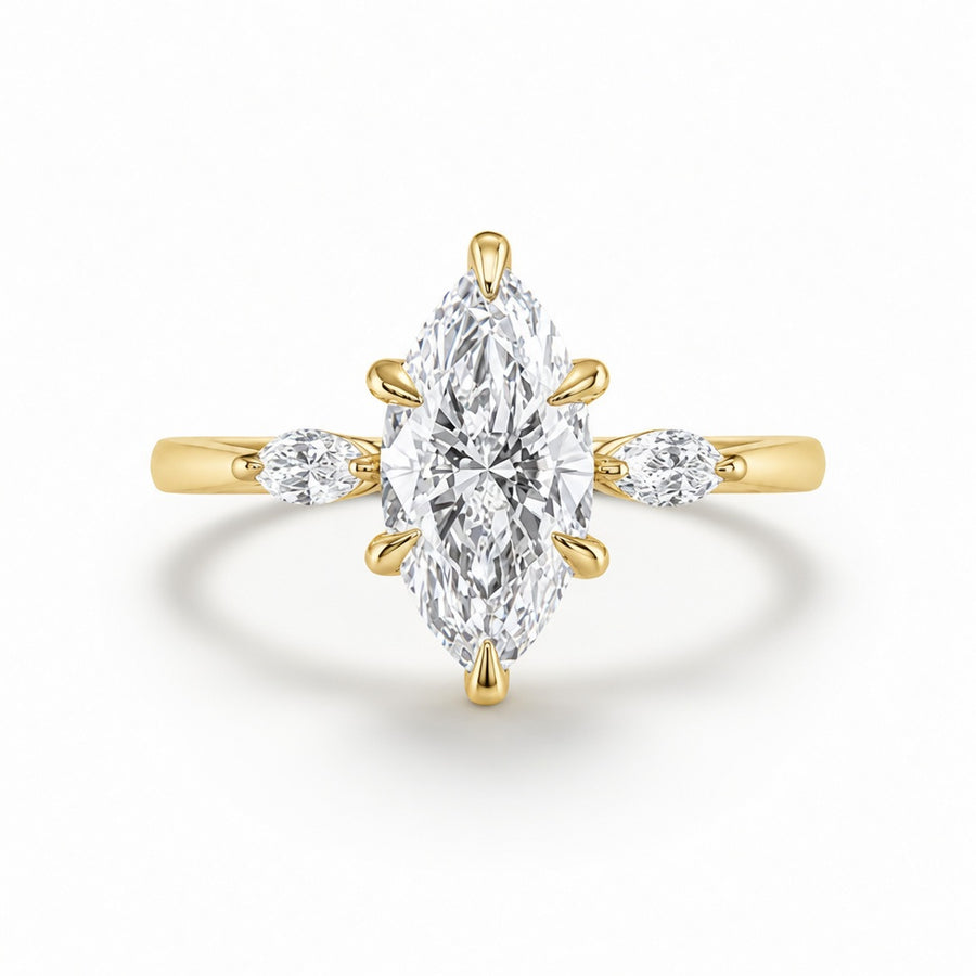 3.00 CT Marquise Lab-Grown Diamond Three-Stone Engagement Ring in 14K White Gold – Anniversary Trilogy Design