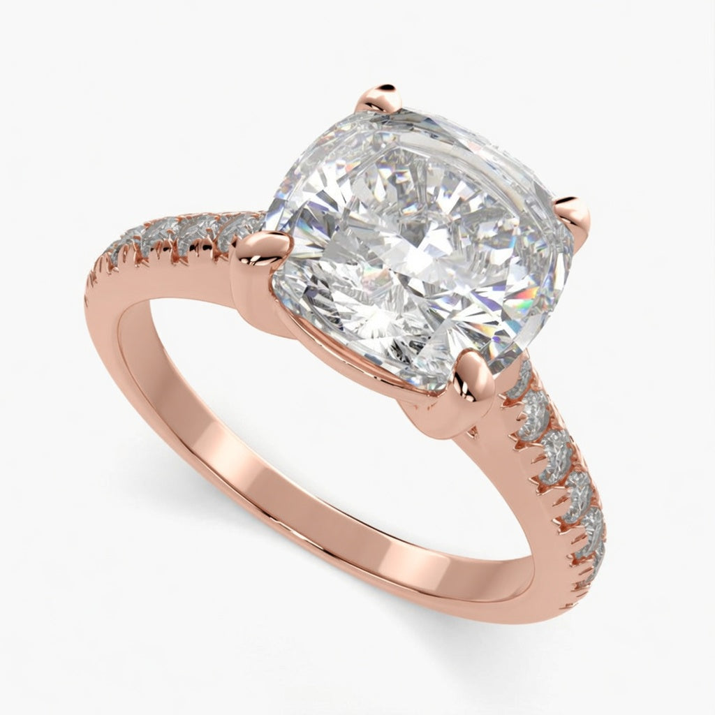Ginevra 3.2 Carat Cushion Cut Tapered Engagement Ring