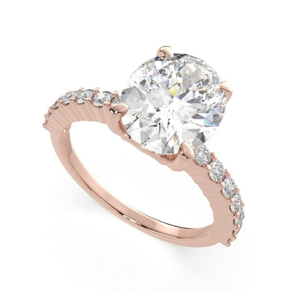 Lavinia 4.35 Carat Oval Cut Side Stone 4 Prong Engagement Ring