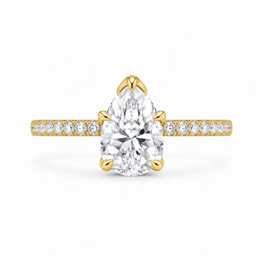 1.51 CT Pear Cut Lab-Grown Diamond Hidden Halo Engagement Ring in 14K White Gold – Timeless Anniversary Design