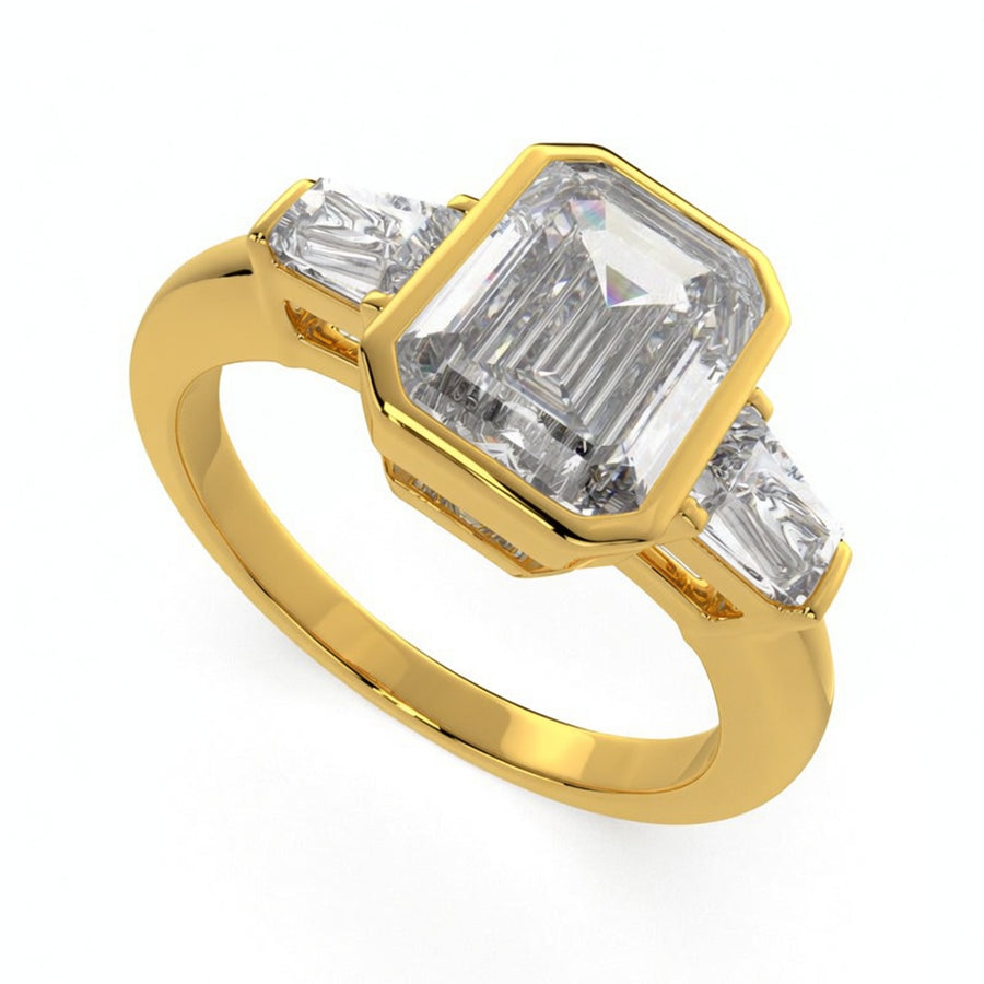 Emilia 1.5 Carat Emerald Cut Trilogy 3 Stone Engagement Ring