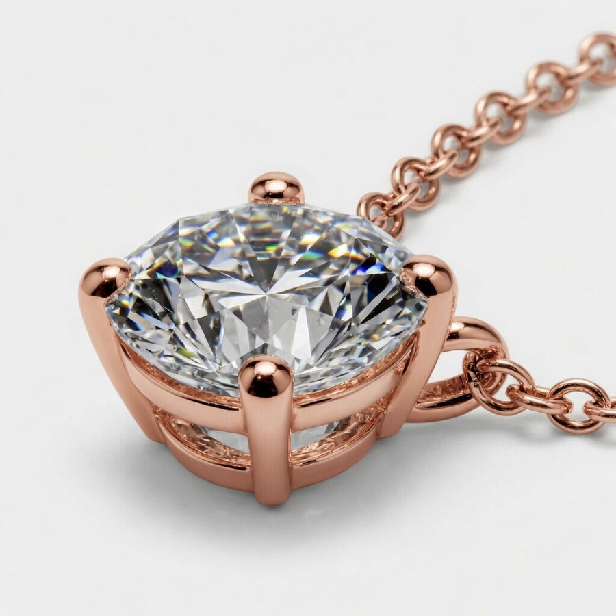 1.00 Carat Round Cut Lab-Grown Diamond Solitaire Pendant VS1 D-F White Gold 14K
