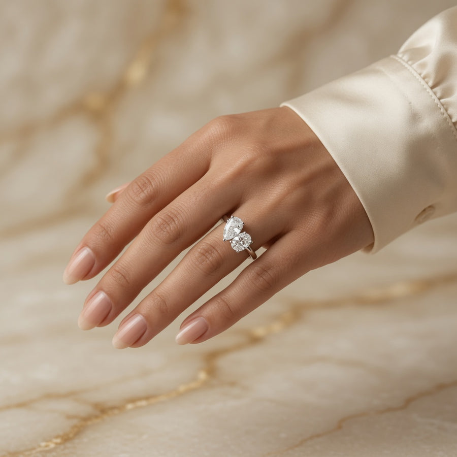 1.40 CT Toi et Moi Lab-Grown Diamond Ring in 14K White Gold (D–F / VS1–VS2)