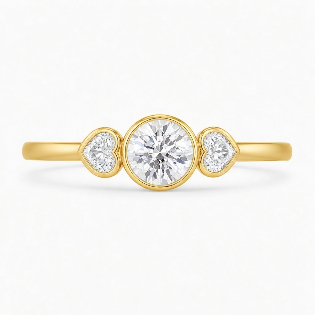 14K Solid Gold Lab-Grown Diamond 3-Stone Fashion Ring (1.00 CTW – D–F / VS1–VS2)