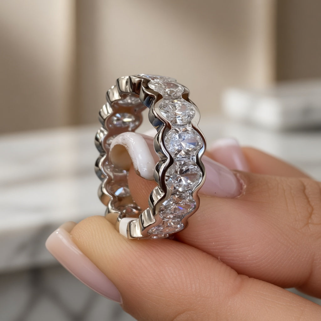 3.78 CT Lab-Grown Diamond Eternity Ring in 14K White Gold (D–F / VS1–VS2)