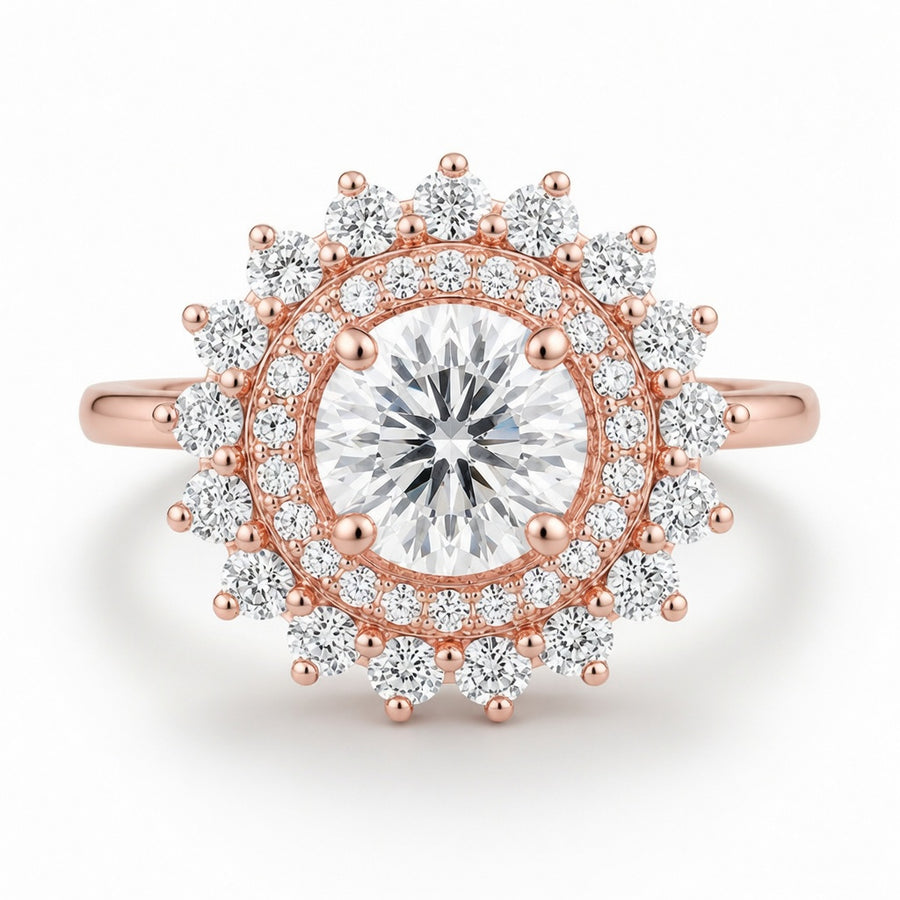1.00 CT Round Lab-Grown Diamond Double Halo Engagement Ring in 14K White Gold