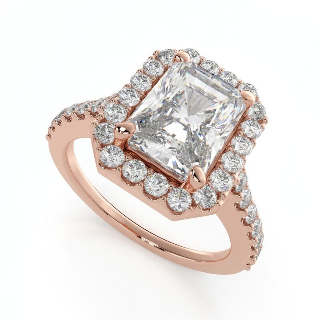 Isadora 2.4 Carat Radiant Cut Halo Pave Engagement Ring