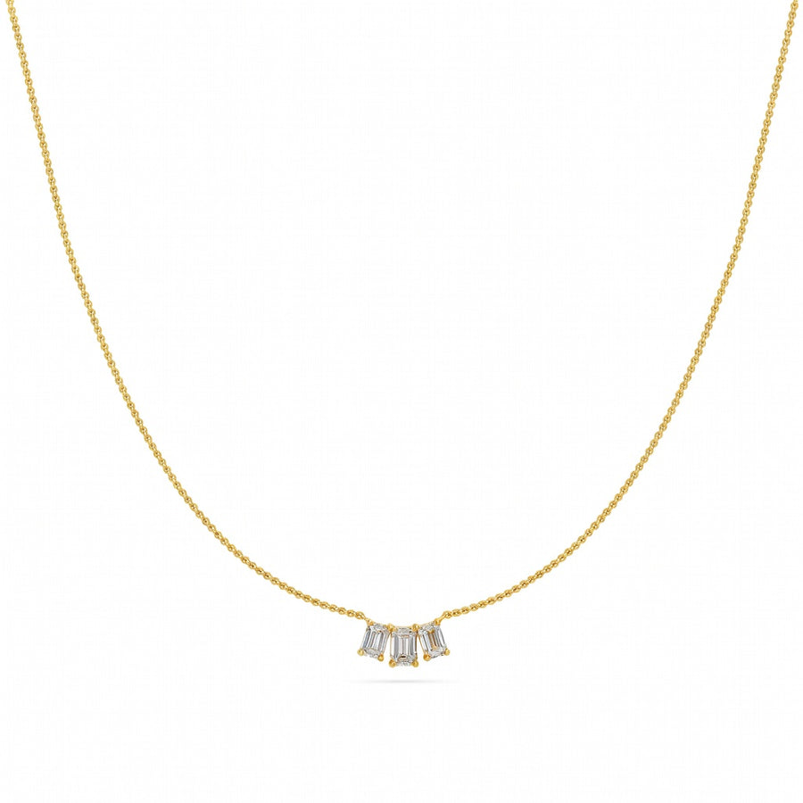 0.5 Ct Emerald Cut Diamond Chain Necklace VS1 D-F White Gold 14k