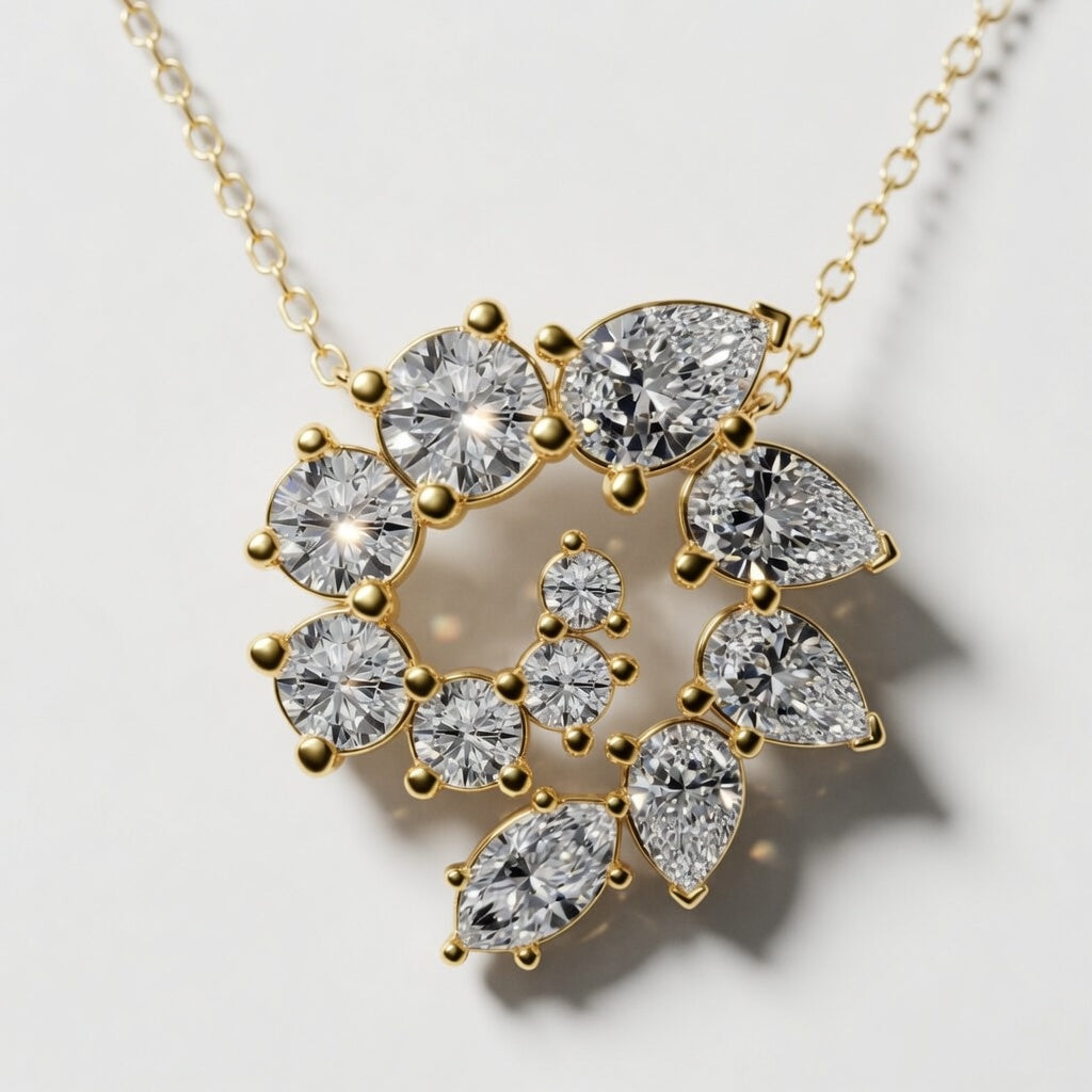 3.00 CTW Multi-Shape Lab-Grown Diamond Swirl Pendant (D–F / VS1–VS2)