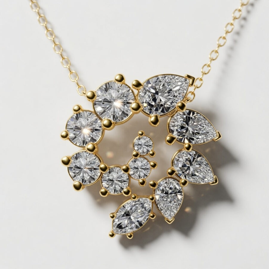 3.00 CTW Multi-Shape Lab-Grown Diamond Swirl Pendant (D–F / VS1–VS2)