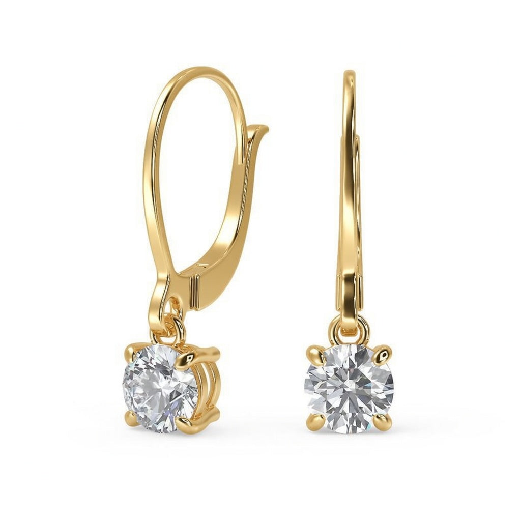 4 Ct Round Cut Diamond Earrings VS1 D Leverback White Gold 14k