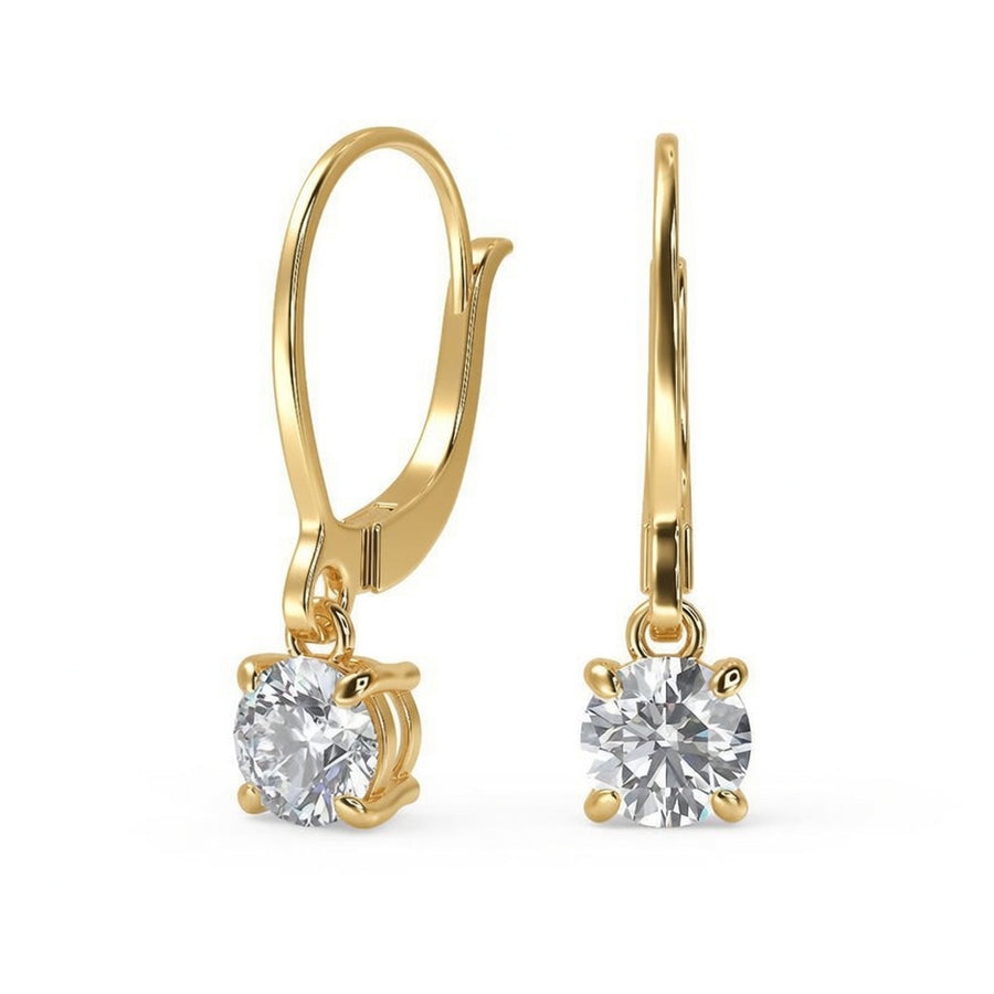 4 Ct Round Cut Diamond Earrings VS1 D Leverback White Gold 14k