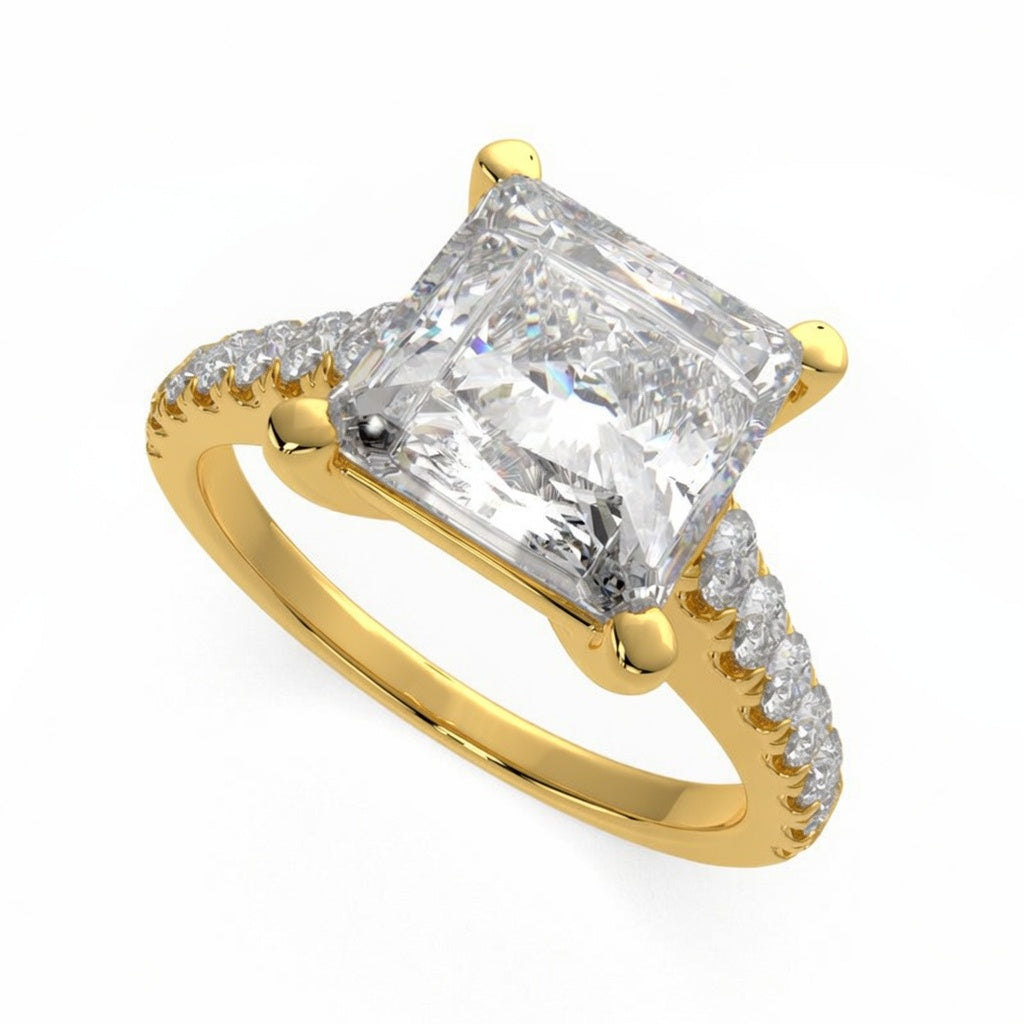 Karina 3.3 Carat Princess Cut Pave 6 Prong Engagement Ring