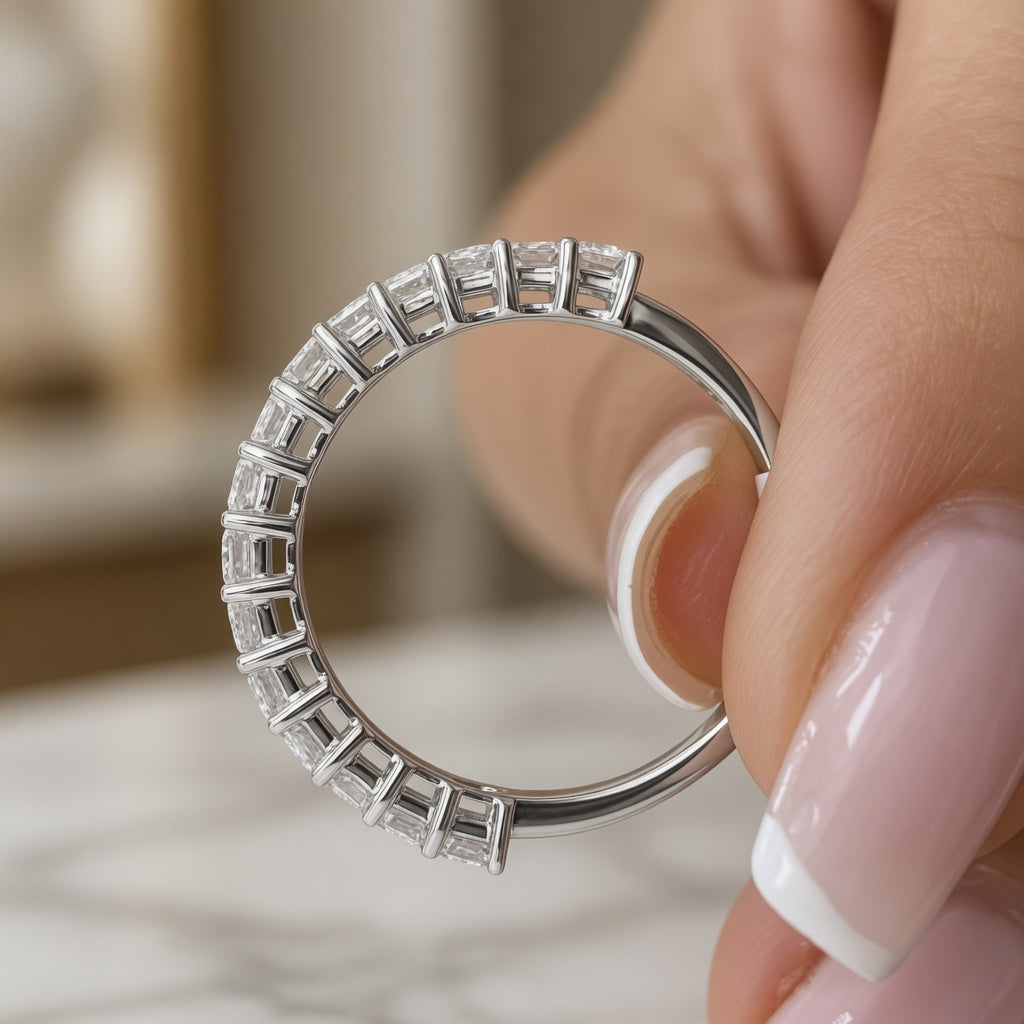 1.61 CT Lab-Grown Diamond Half Eternity Band in 14K White Gold (D–F / VS1–VS2)