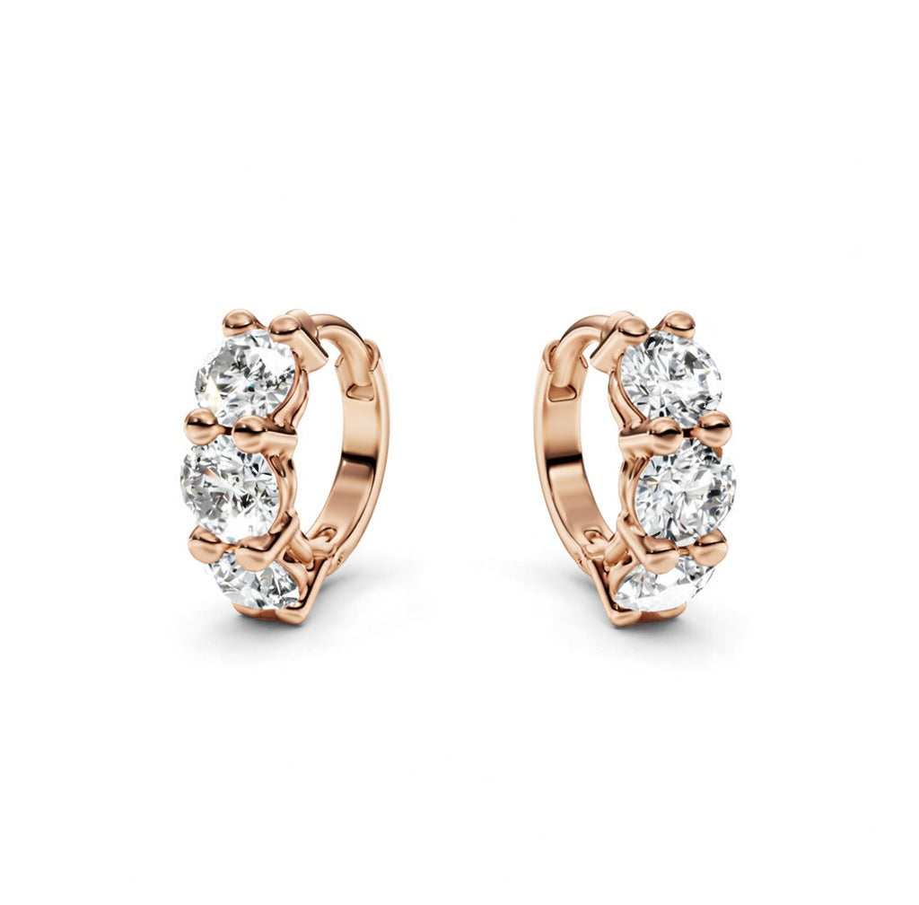 1.33 ct Round Cut Hoop Prong Hinged Diamond Earrings VS1 D White Gold 14k