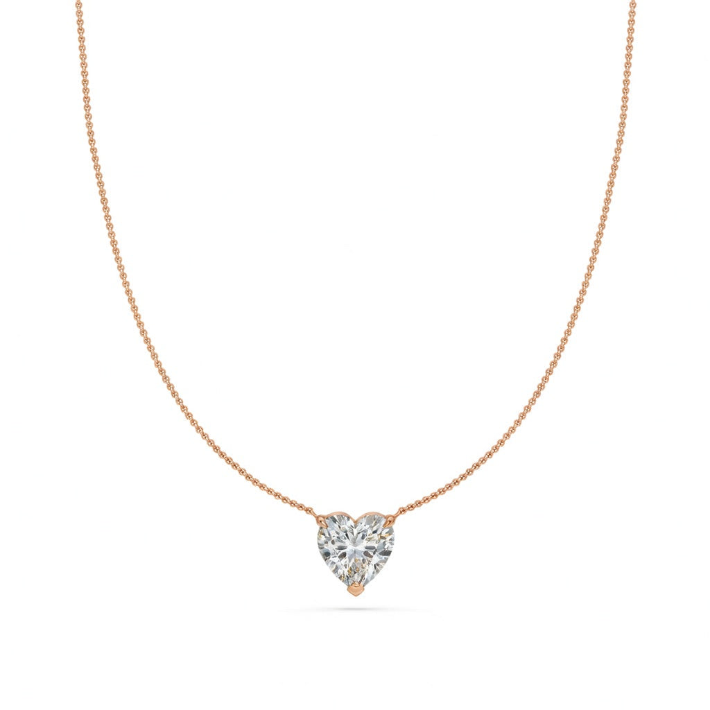 3 Ct Heart Shaped Cut Diamond Pendant Necklace VS1 D-F White Gold 14k