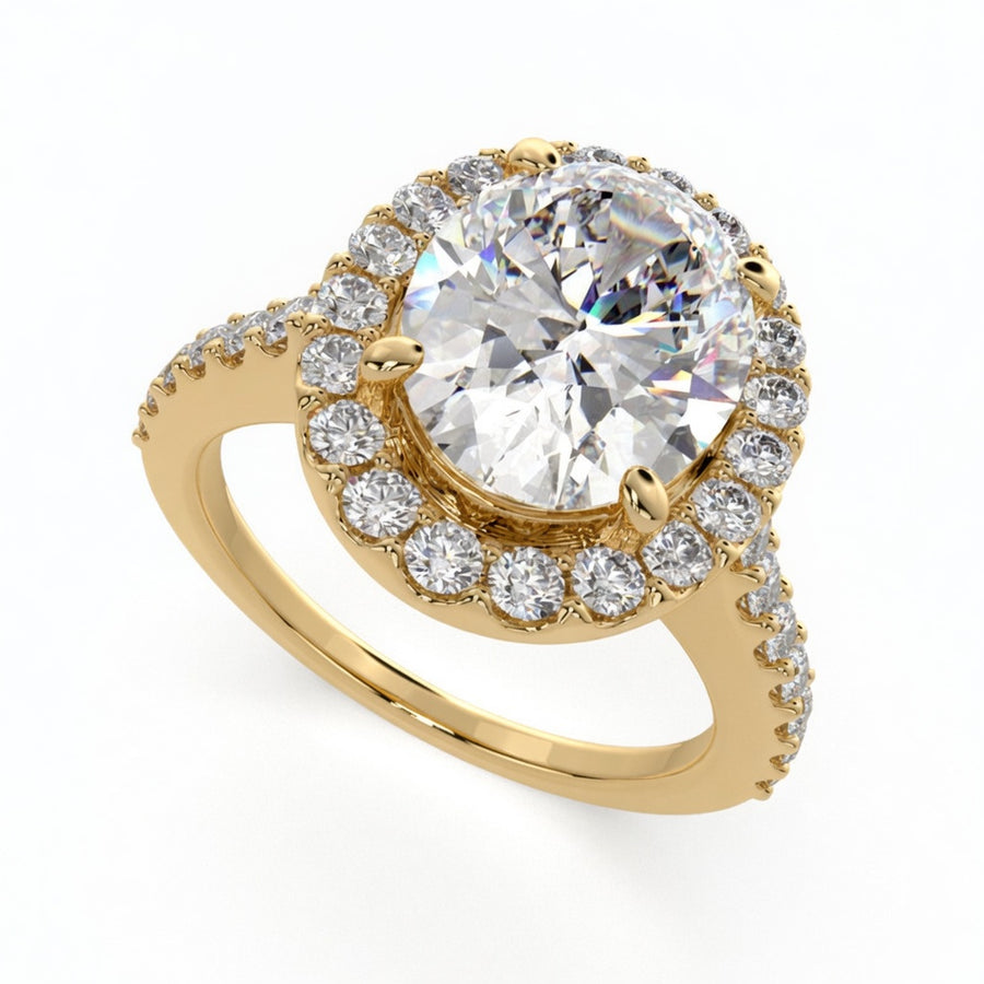 Bianca 4.5 Carat Oval Cut Halo Pave Engagement Ring