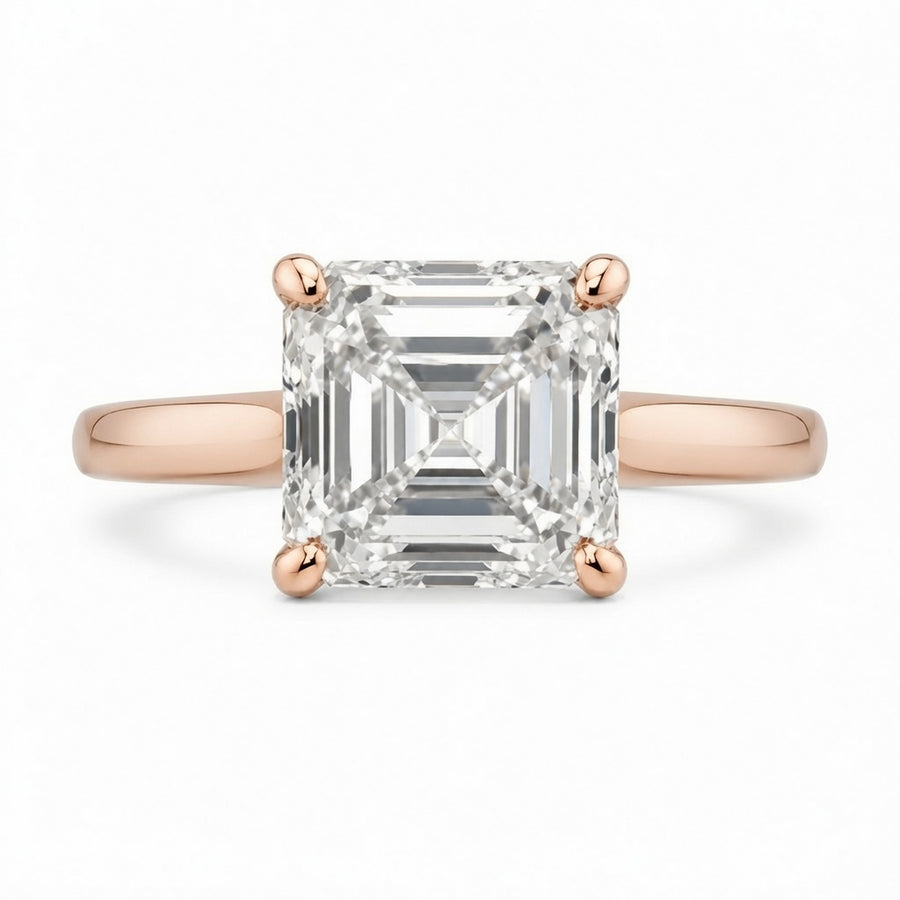 4.00 CT Asscher Cut Lab-Grown Diamond Solitaire Engagement Ring in 14K White Gold – Classic Art Deco Design