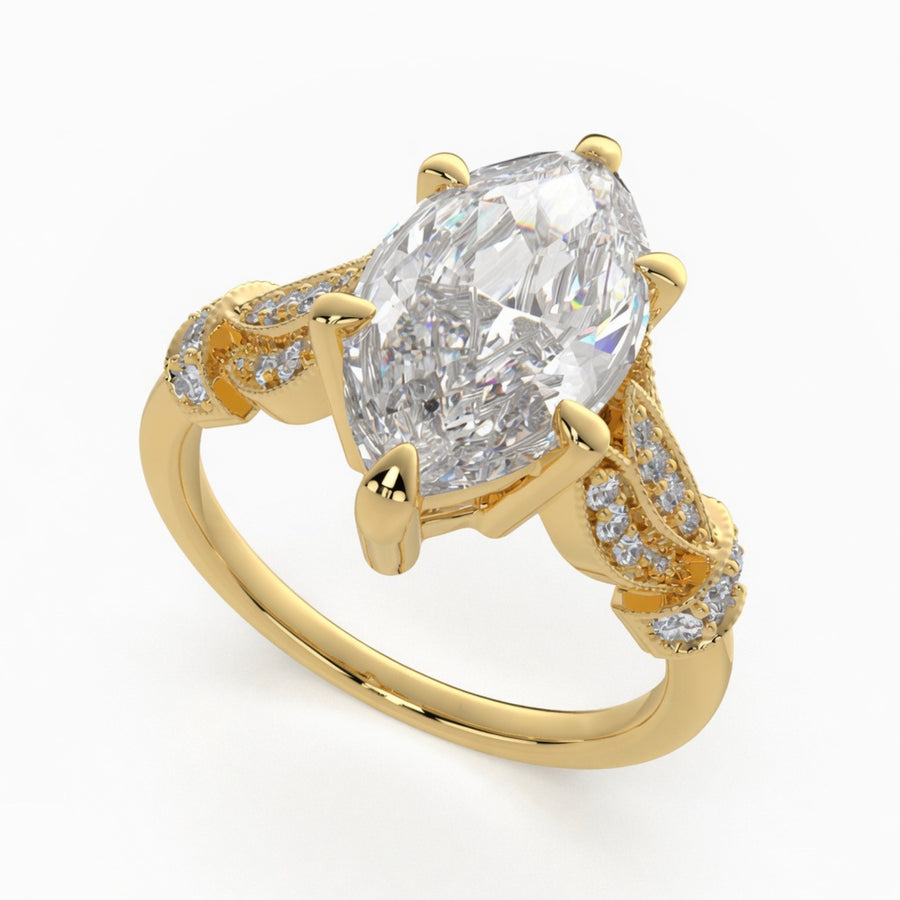 Nadia 4.15 Carat Marquise Cut Pave Milgrain Engagement Ring