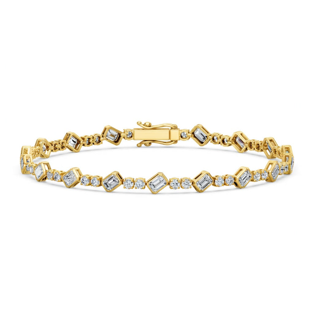 4.78 Carat Emerald Cut Diamond Tennis Bracelet VS1 D F White Gold 14k