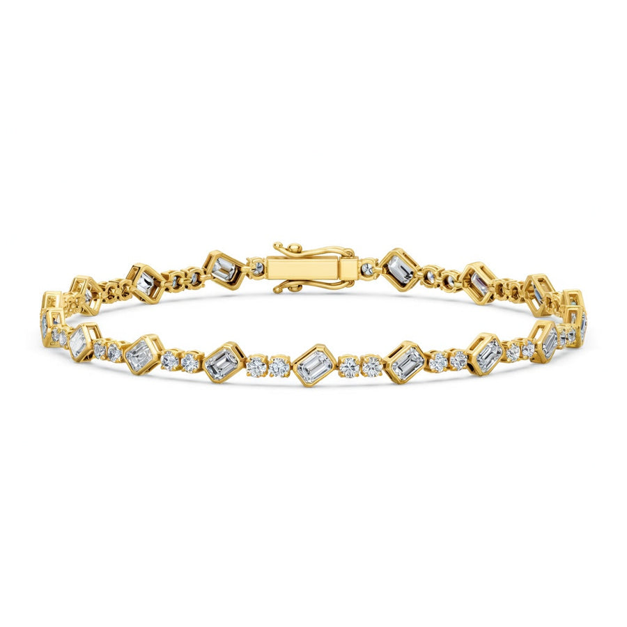 4.78 Carat Emerald Cut Diamond Tennis Bracelet VS1 D F White Gold 14k