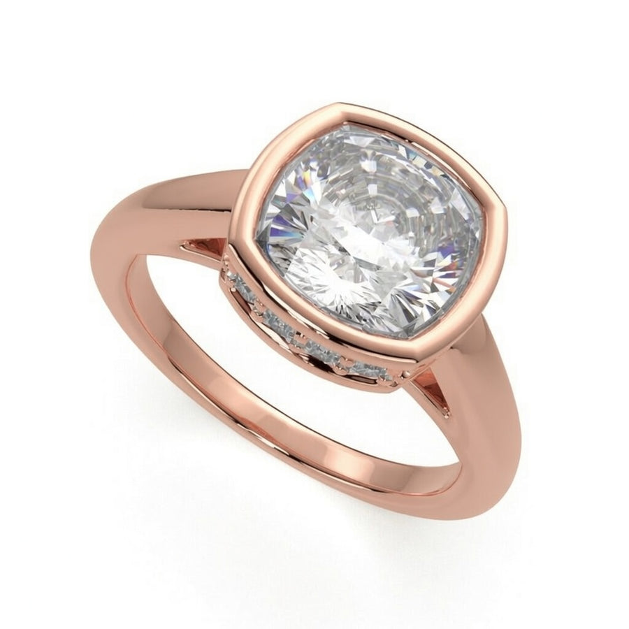 Xenia 3.15 Carat Cushion Cut Halo Pave Solitaire Engagement Ring