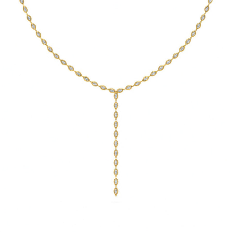 6 Ct Marquise Cut Diamond Lariat Necklace VS1 D-F White Gold 14k
