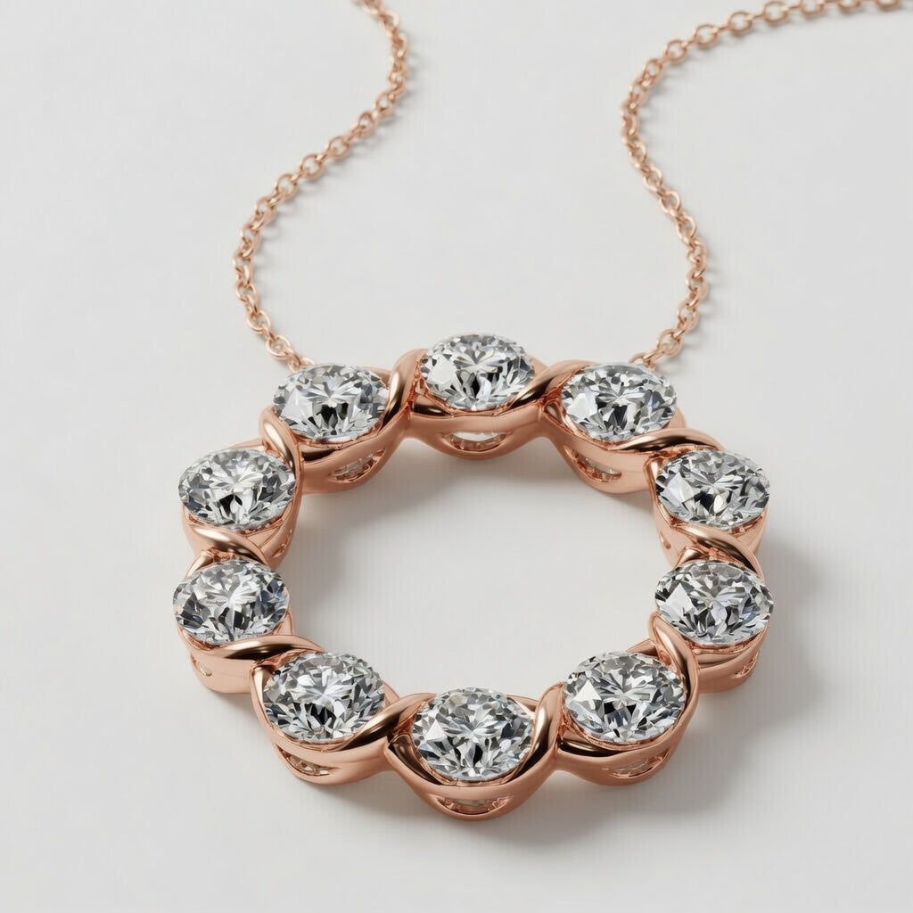 2.00 CTW Round Lab-Grown Diamond Circle Pendant with Adjustable Chain (D–F / VS1–VS2, IGI Certified)