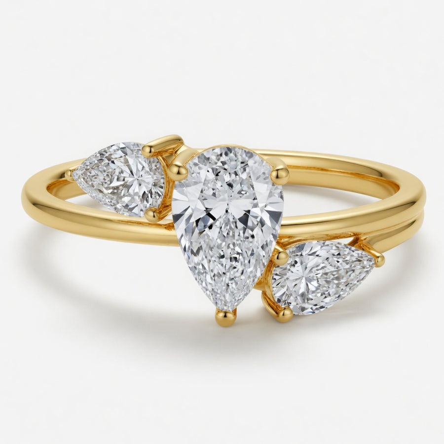 14K Solid Gold Lab-Grown Diamond 3-Stone Fashion Ring (1.60 CTW – D–F / VS1–VS2)