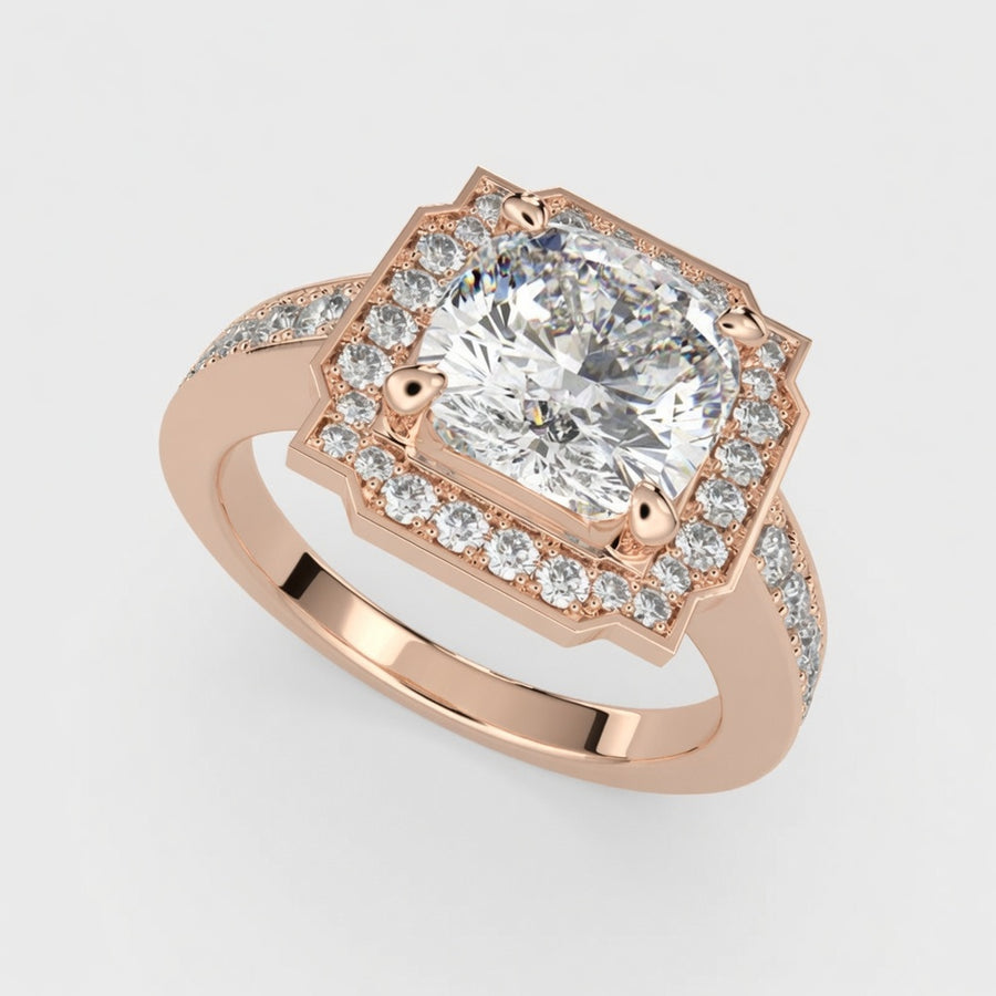 Amalia 3.5 Carat Oval Cut Halo Pave Engagement Ring