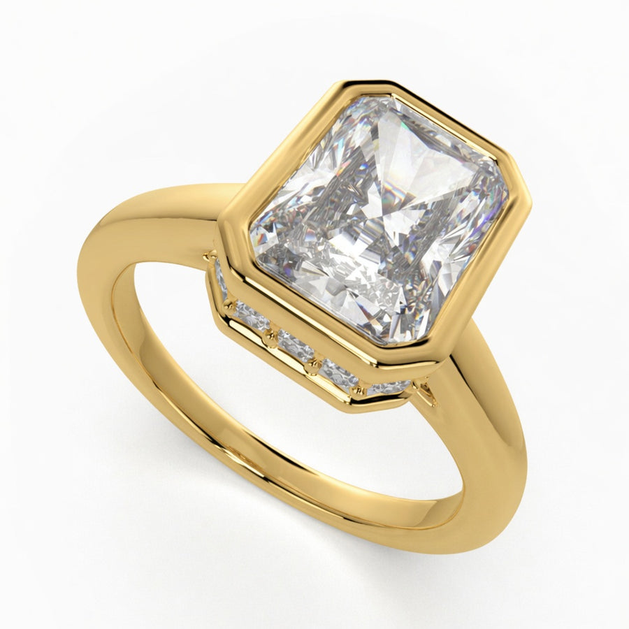 Xenia 2.15 Carat Radiant Cut Halo Pave Solitaire Engagement Ring
