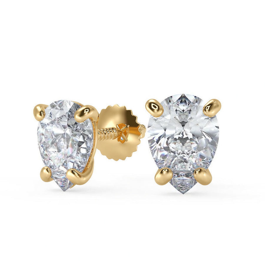 5.5 Ct Pear Cut Stud Diamond Earrings VS1 D Screw Back White Gold 14k
