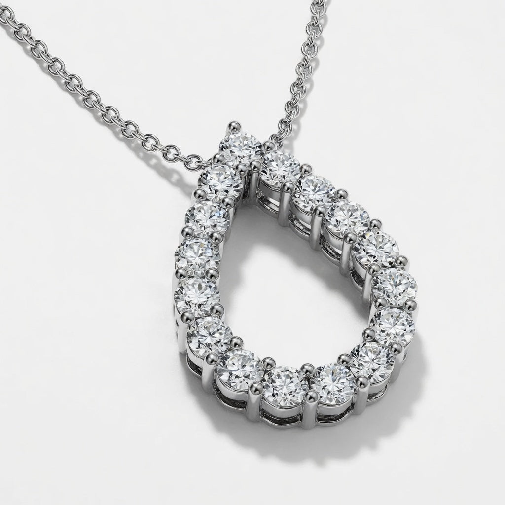 1.00 CTW Round Lab-Grown Diamond Teardrop Pendant with Adjustable Chain (D–F / VS1–VS2)