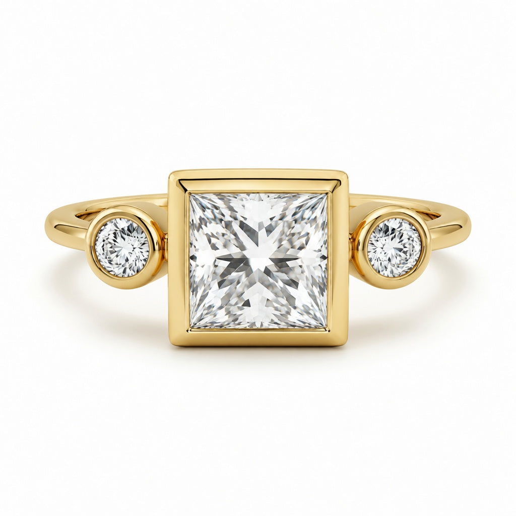 2.00 CT Princess Cut Lab-Grown Diamond Three-Stone Engagement Ring in 14K White Gold – Classic Trilogy Design