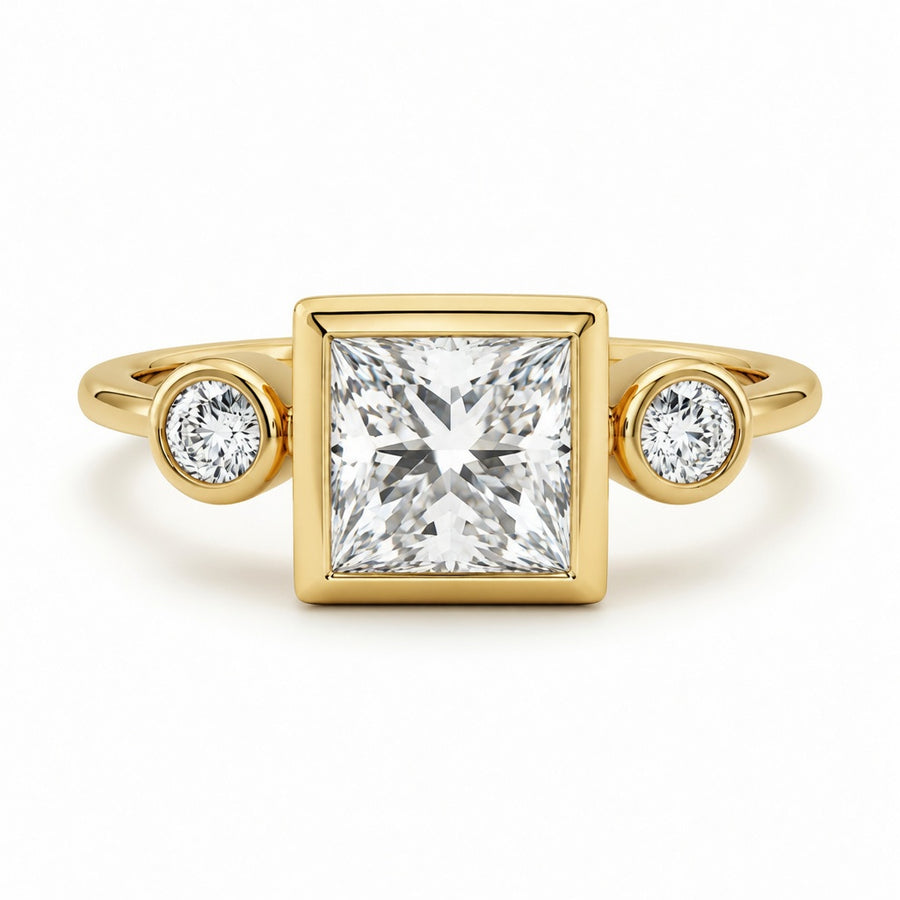2.00 CT Princess Cut Lab-Grown Diamond Three-Stone Engagement Ring in 14K White Gold – Classic Trilogy Design