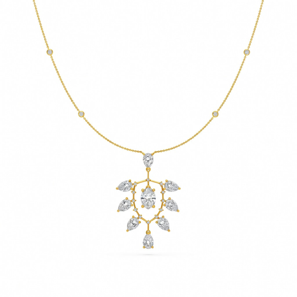 4.9 Ct Pear Oval Round Cut Diamond Pendant Necklace VS1 D-F White Gold 14k