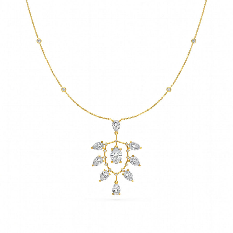 4.9 Ct Pear Oval Round Cut Diamond Pendant Necklace VS1 D-F White Gold 14k